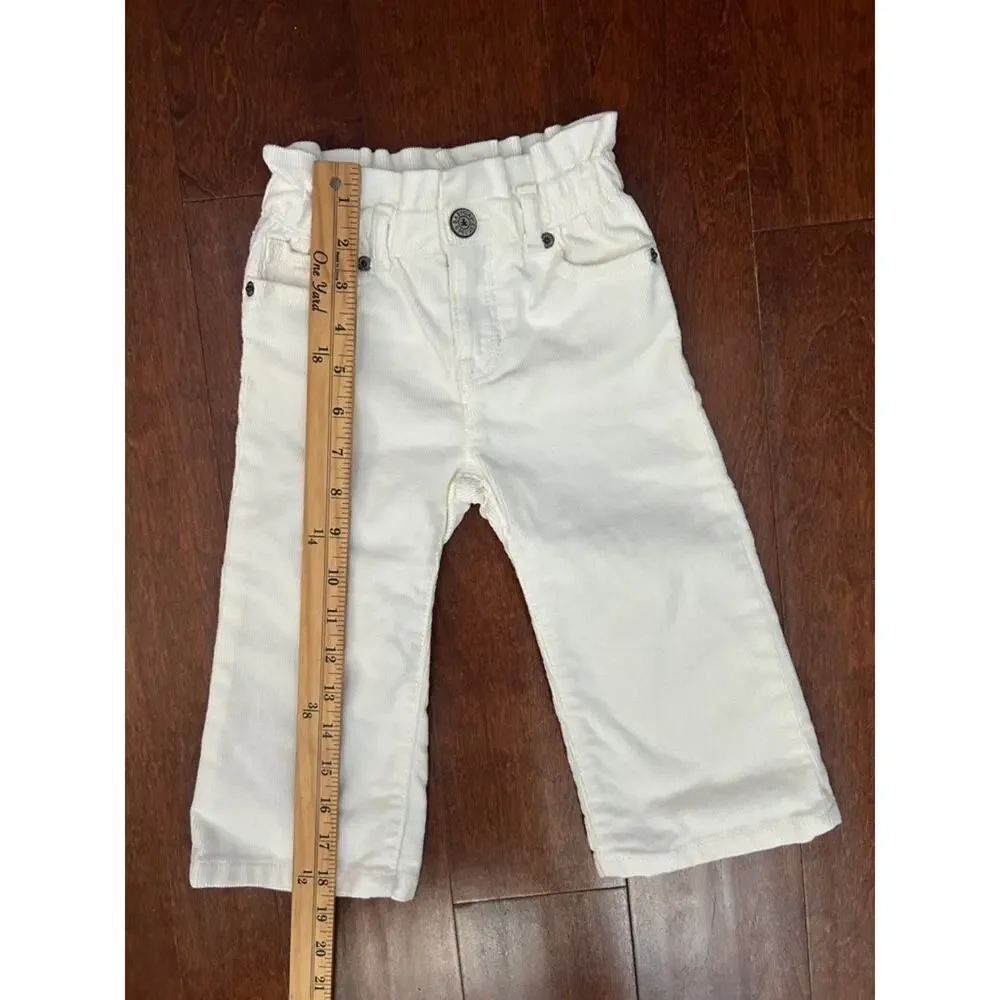 GAP Baby Off-White and Pink Corduroy Ruffle-Waist Stride Pants, Set of 2, Size 2